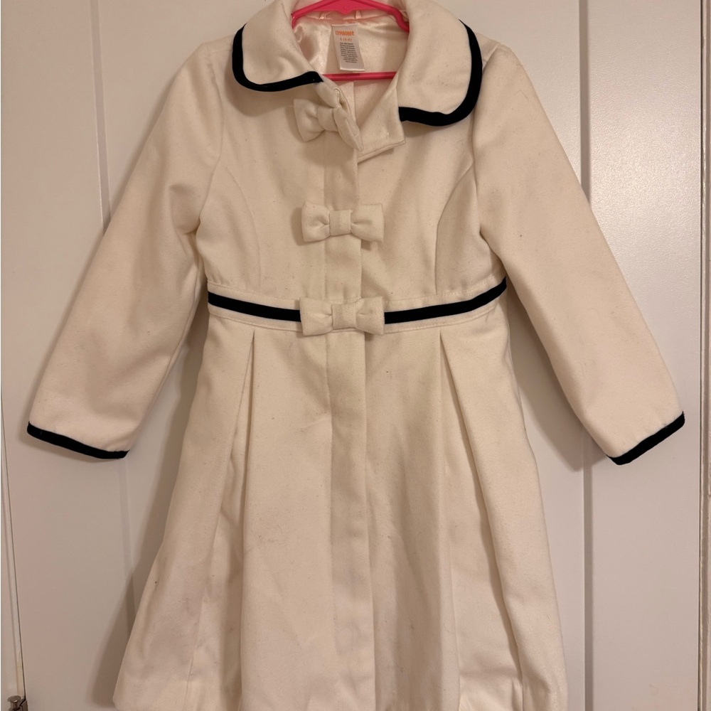 Gymboree White Pea Coat with Black Accents